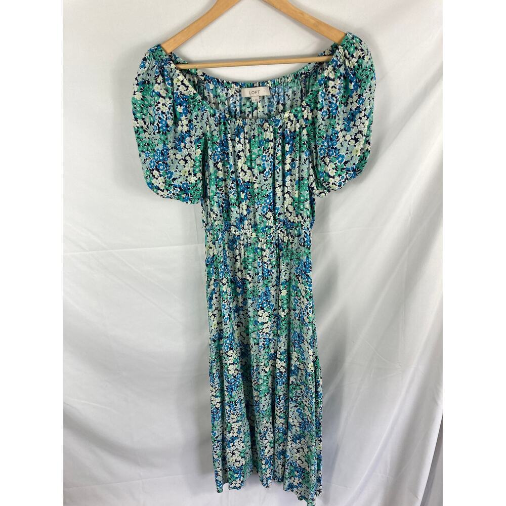 Ann Taylor LOFT Floral Print Off Shoulder Maxi Dress Size Small